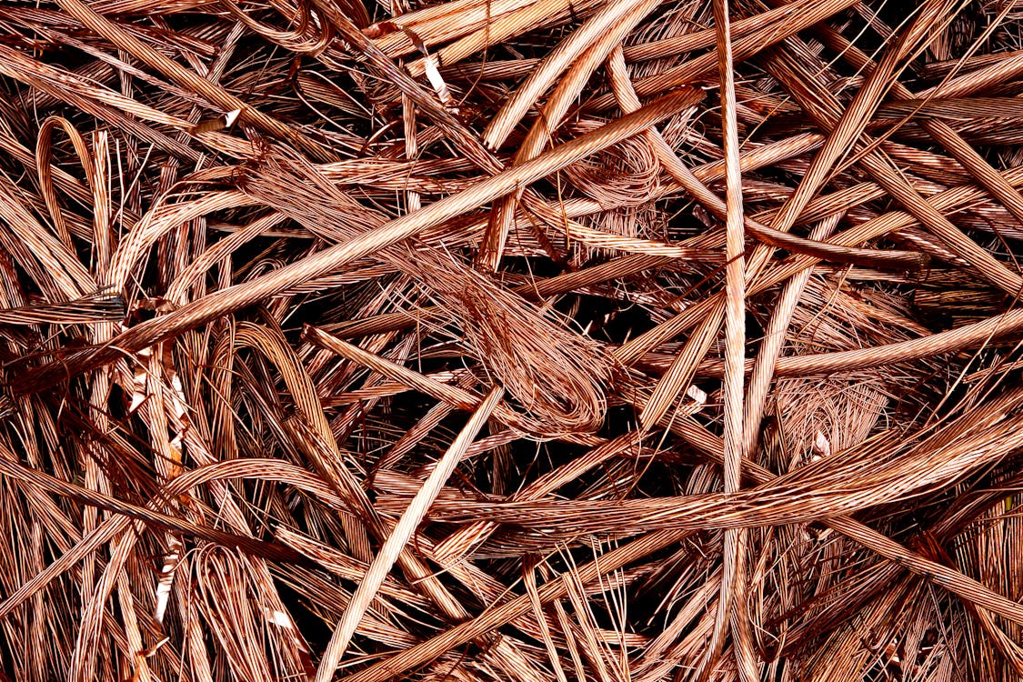 Bundles of shiny copper wire.