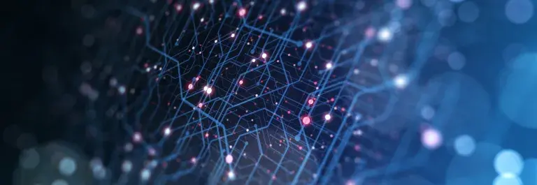 Abstract depiction of a data network on a blue background © Shutterstock