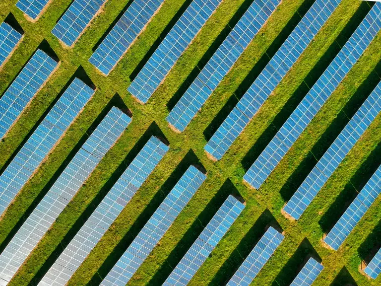 solar panels in green space