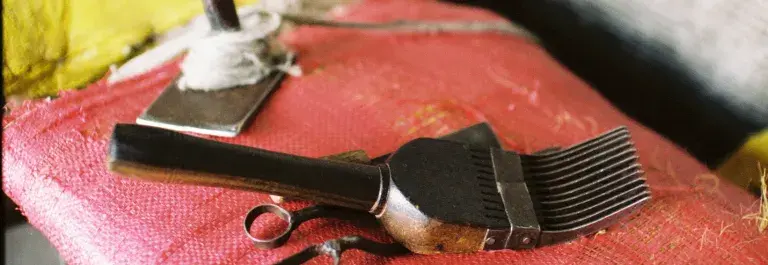 Weaving tools on a chair in Nepal © U. Roberto Romano, courtesy of GoodWeave