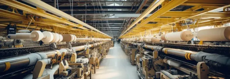 Large warehouse with lots of machinery and yellow metal frame © Adobe Stock