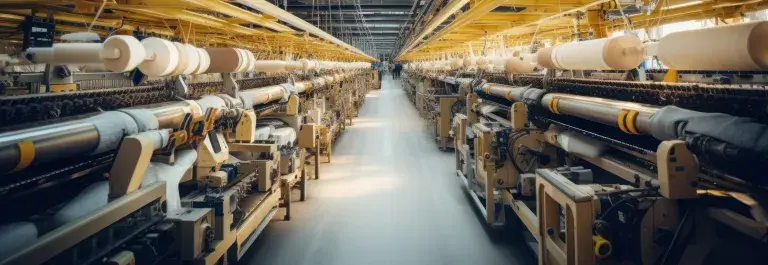 Large warehouse with lots of machinery and yellow metal frame © Adobe Stock