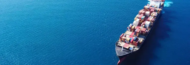 Large container ship at sea
