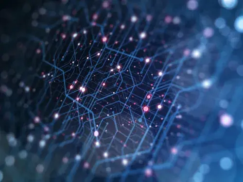 Abstract depiction of a data network on a blue background © Shutterstock