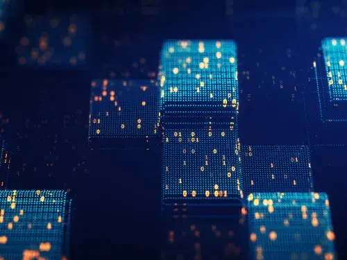 Data blockchain visualisation of cubes including digits © Adobe Stock