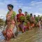 Women farmers harvesting crops in a flooded field in South India. Avijit Ghosh/Climate Visuals