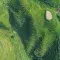 Aerial shot of fresh green and yellow rice fields in China
