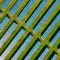 Aerial view of solar panels in green space